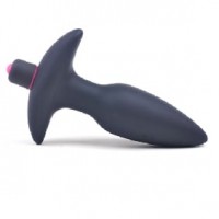 Anal Plug Vibrating, One Speed, Silicone Black